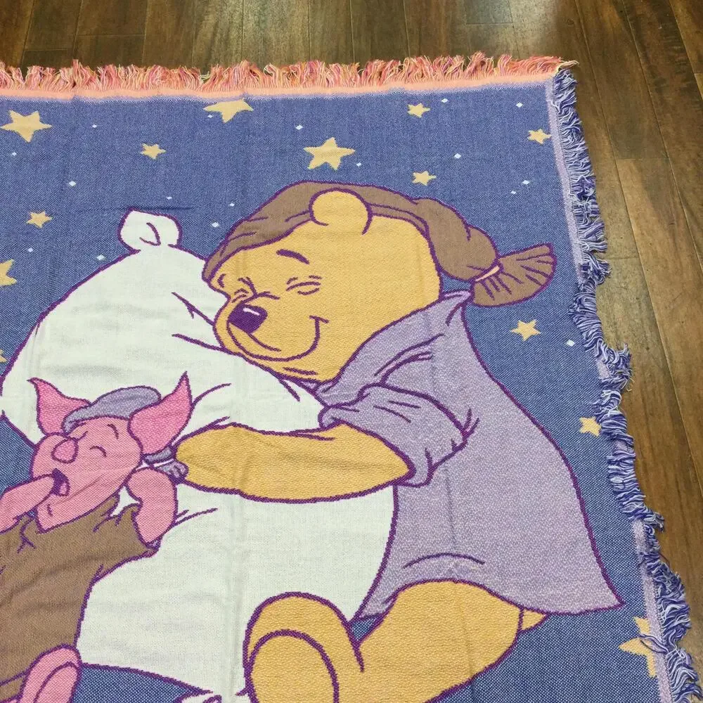 Beacon Winnie Pooh Piglet Multicolor 50x60 Throw Blanket Disney Fringe USA